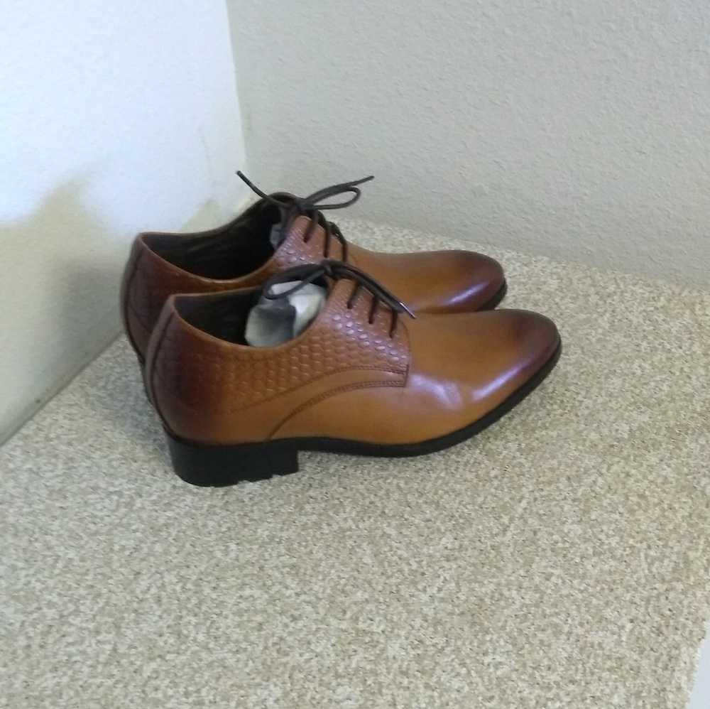 Calto Brown Reptile Embossed Fuax Leather Shoes